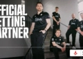 Astralis Counter-Strike team poses with new Stake jerseys