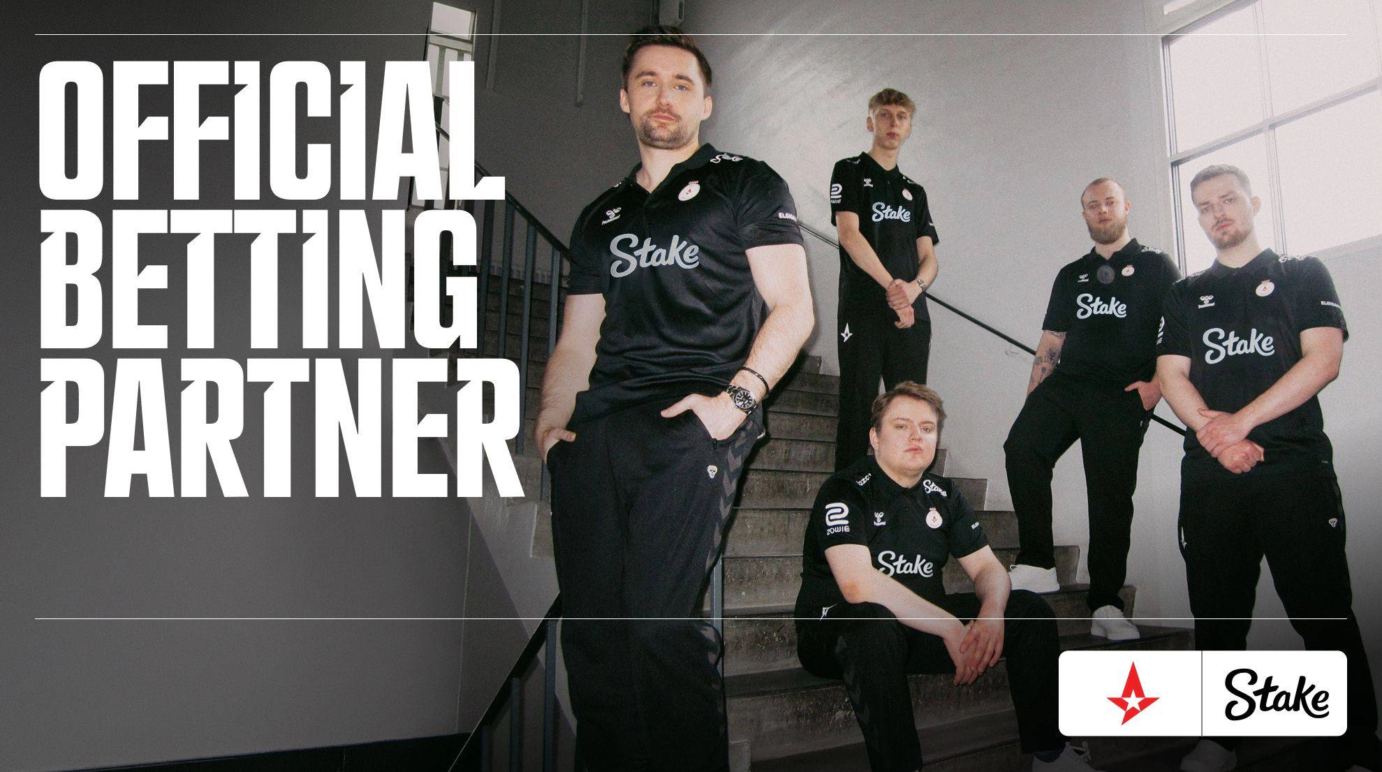 Astralis Counter-Strike team poses with new Stake jerseys